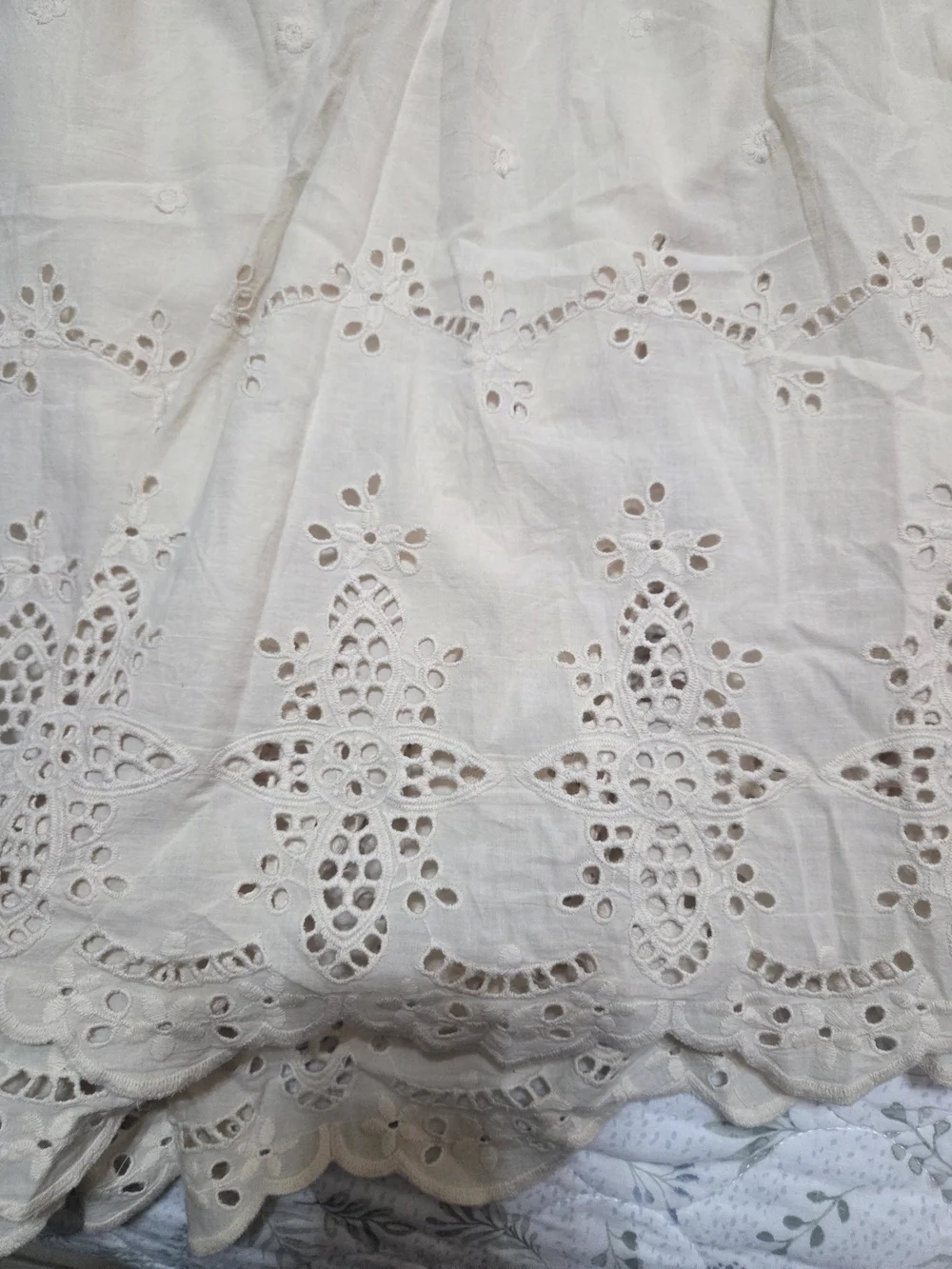 Cream Floral Smocked Midi Dress